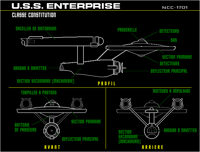 NCC-1701 Enterprise vu de profil et de face